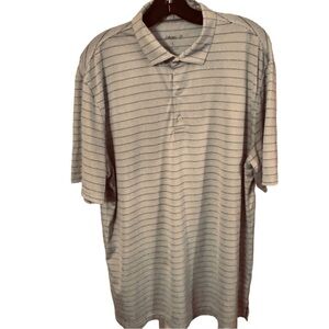 Johnnie O Polo Shirt Size Large Performance Light Blue Striped Short Sleeve